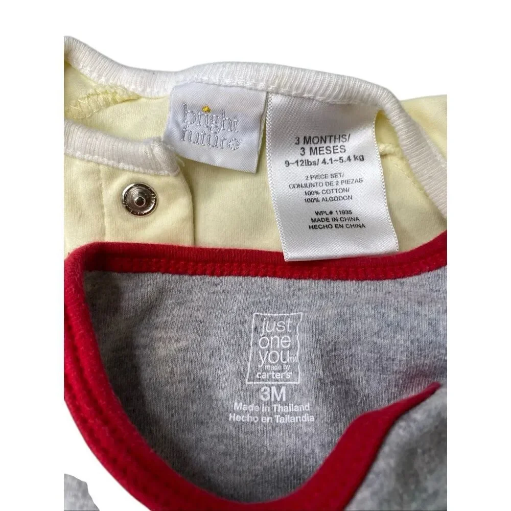 Lot of 4 Carter’s Circo Baby Bodysuit Lot 3 Months Frog Bear Short Sleeve Cotton